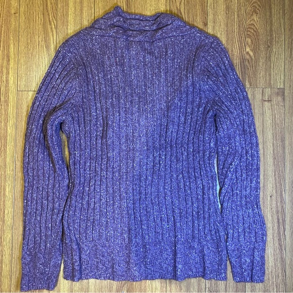 NWOT Paraphrase Purple V-Neck Cableknit Wool Sweater Size Large - Picture 2 of 7